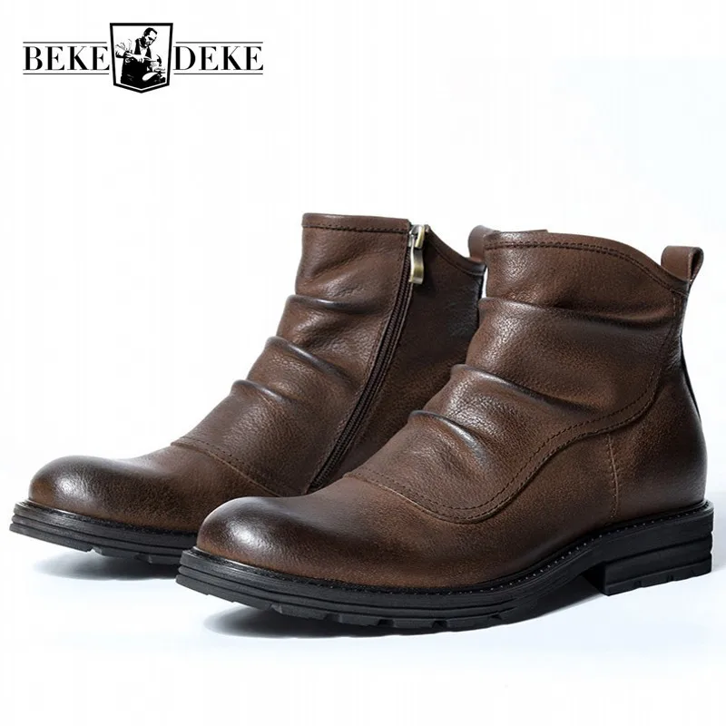 Зимние мужские ботинки Челси из натуральной кожи в британском стиле нубука и