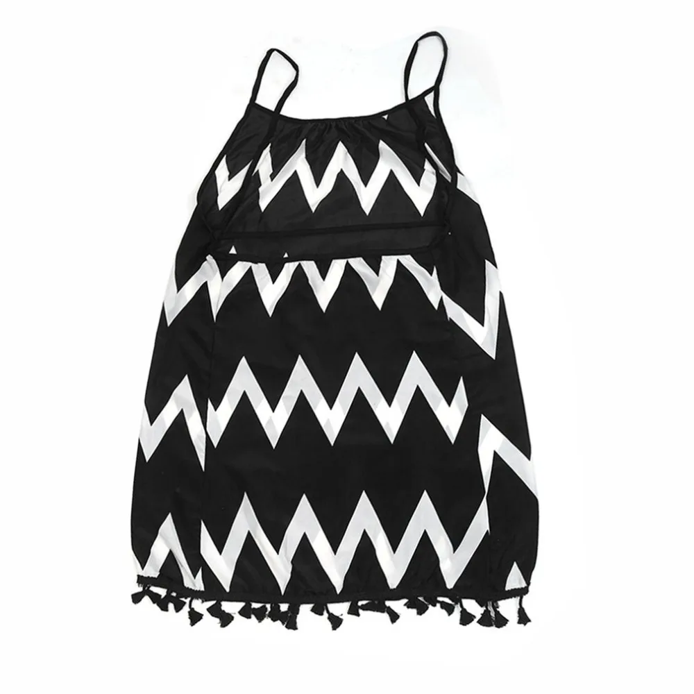 

Female Wavy Strip Midi Dress Graceful Braces Shoulder Fashion Lady Dress Tassel Hem Summer Chiffon Beach Dress 2021 HOT SALE