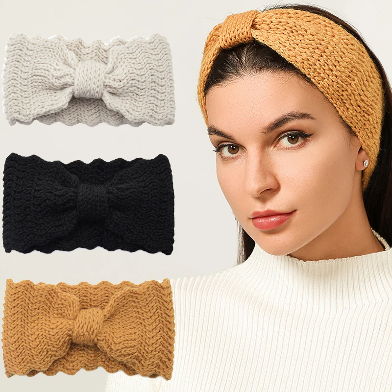 

Winter Warm Headband for Women Woolen Knitting Headbands Wool Knitted Elastic Headband Headwear Turban Hair Accessories