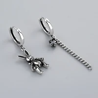 xiyanike prevent allergy silver color vintage earring for women asymmetry rabbit long tassels ear jewelry party gift