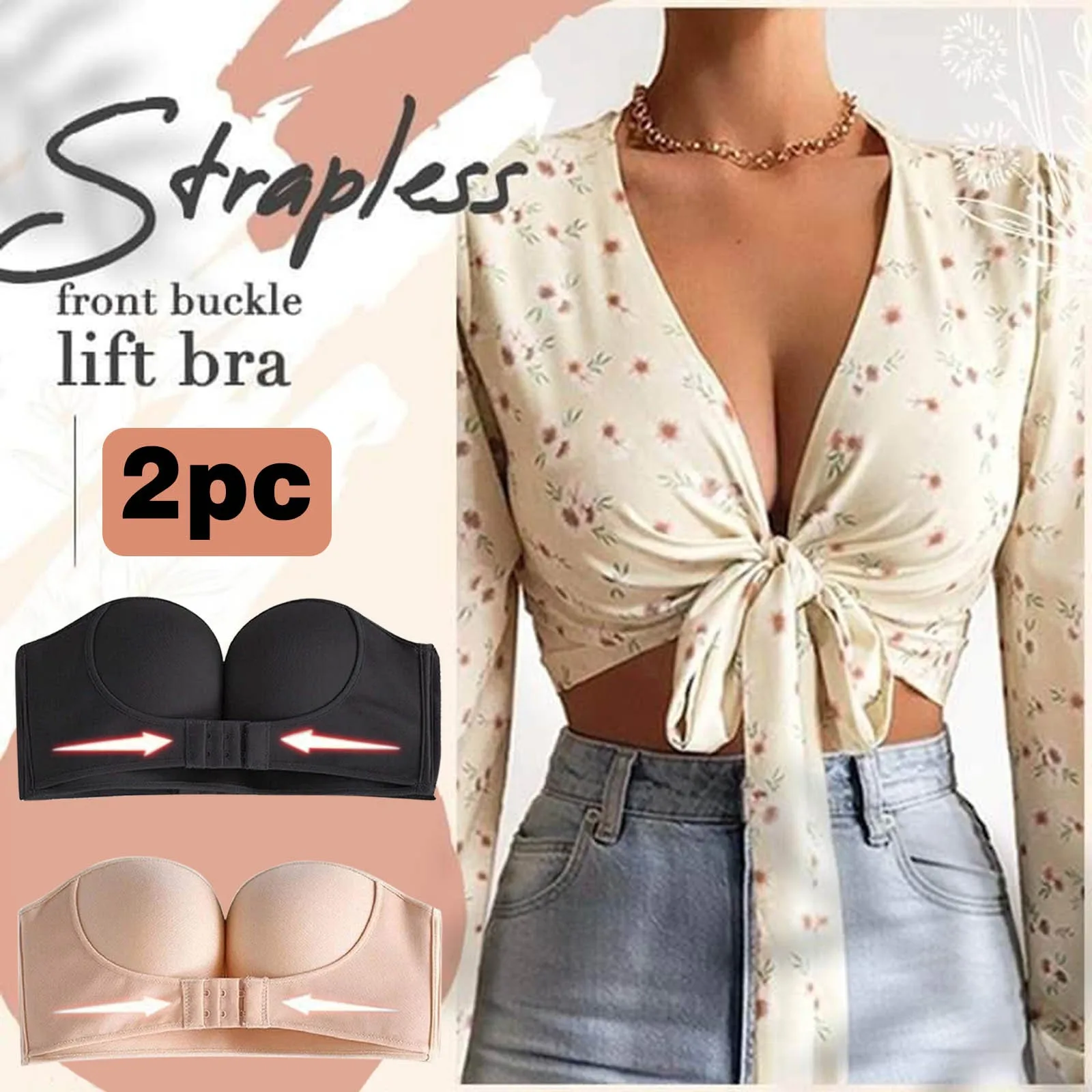 

Strapless Women's Bra Gathered Non-slip Tube Top Comfortable Lingerie Invisible No Steel Ring Bralette Sexy Women's Underwear