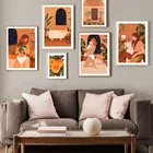 Спокойный Бохо женщины чтения ботанический скандинавский плакат гей лесбиянок стены искусства печать холст живопись Декор картинки для гостиной