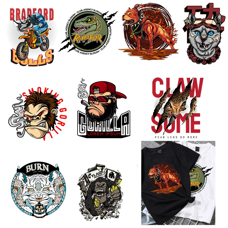 

Fiercely Dog Pacthes On Clothes DIY Rogue Monkey Women T-Shirt Jacket Thermal Sticker Iron On Heat Transfer Decoration Appliqued