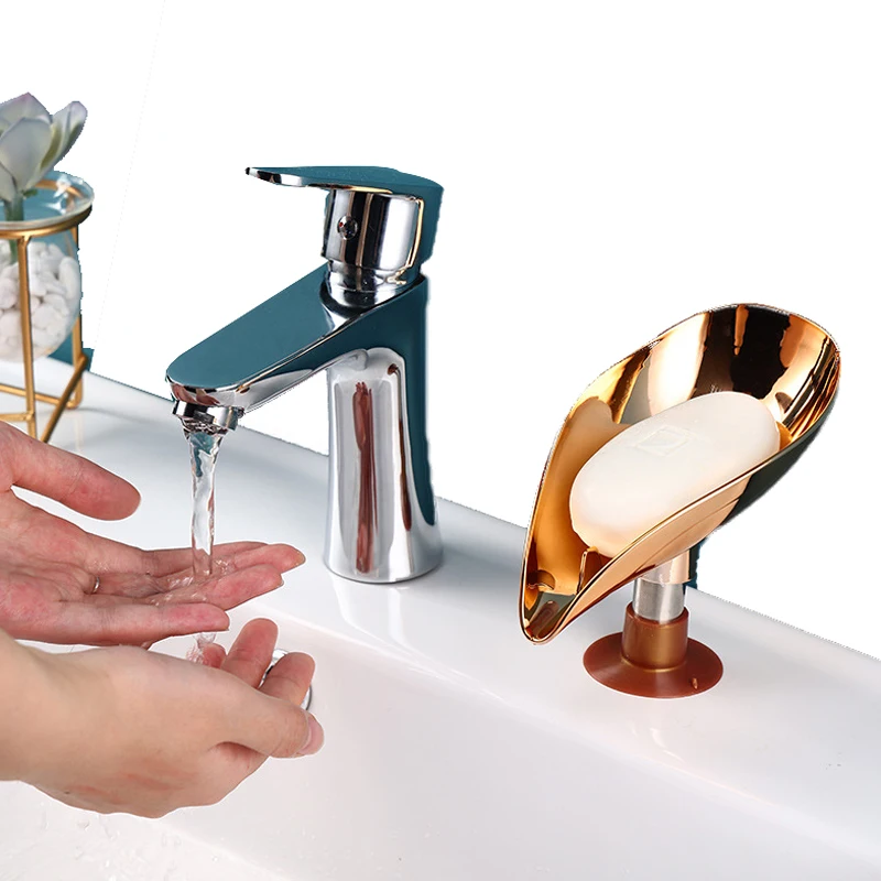 

Leaf Shape Soap Box Drain Soap Holder Box Bathroom Accessories Sponge Storage Tray Creative Sucker Water-free Storage Box