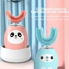 Электрическая зубная щетка для детей, умная зубная щетка U-образной формы, 360 градусов, силиконовая автоматическая ультразвуковая зубная щетка, милая мультяшная зубная щетка для детей