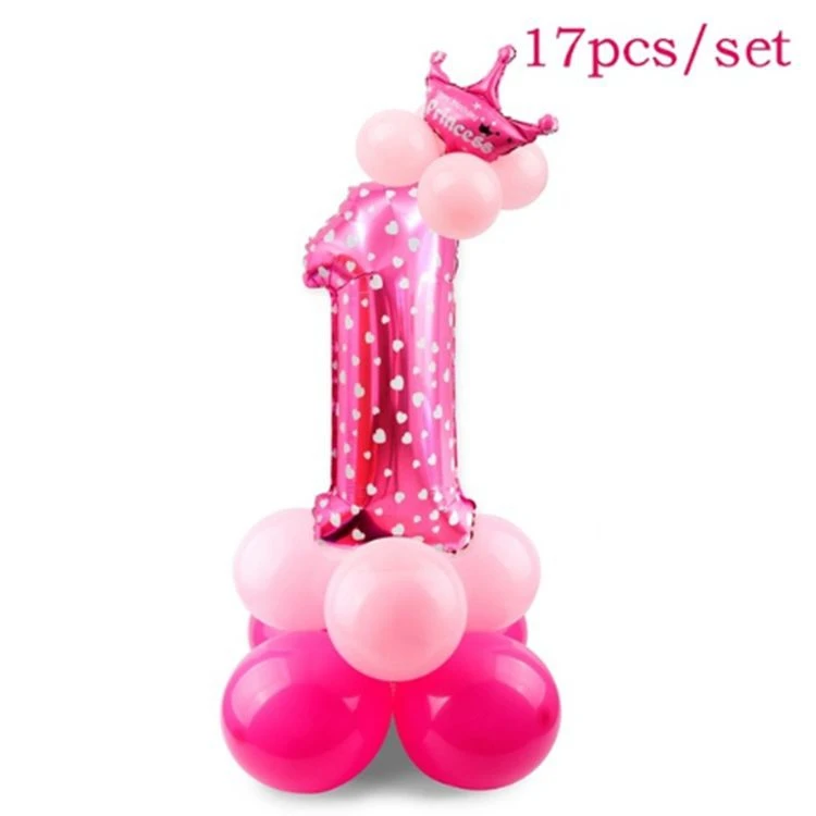 pink balloon set PATIMATE 1st на день рождения первого мальчик гирлянда для маленьких девочек один год рождения баннер с днем День рождения Декор для дома я один овсянка - Цвет: pink balloon set