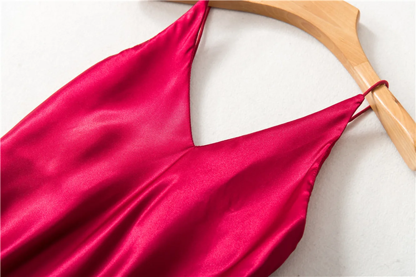 

Fashion Sleepwear Summer Homewear Women Sexy Night Dress Satin Silky Lingerie Deep V Nightgowns Casual Home Nightdress