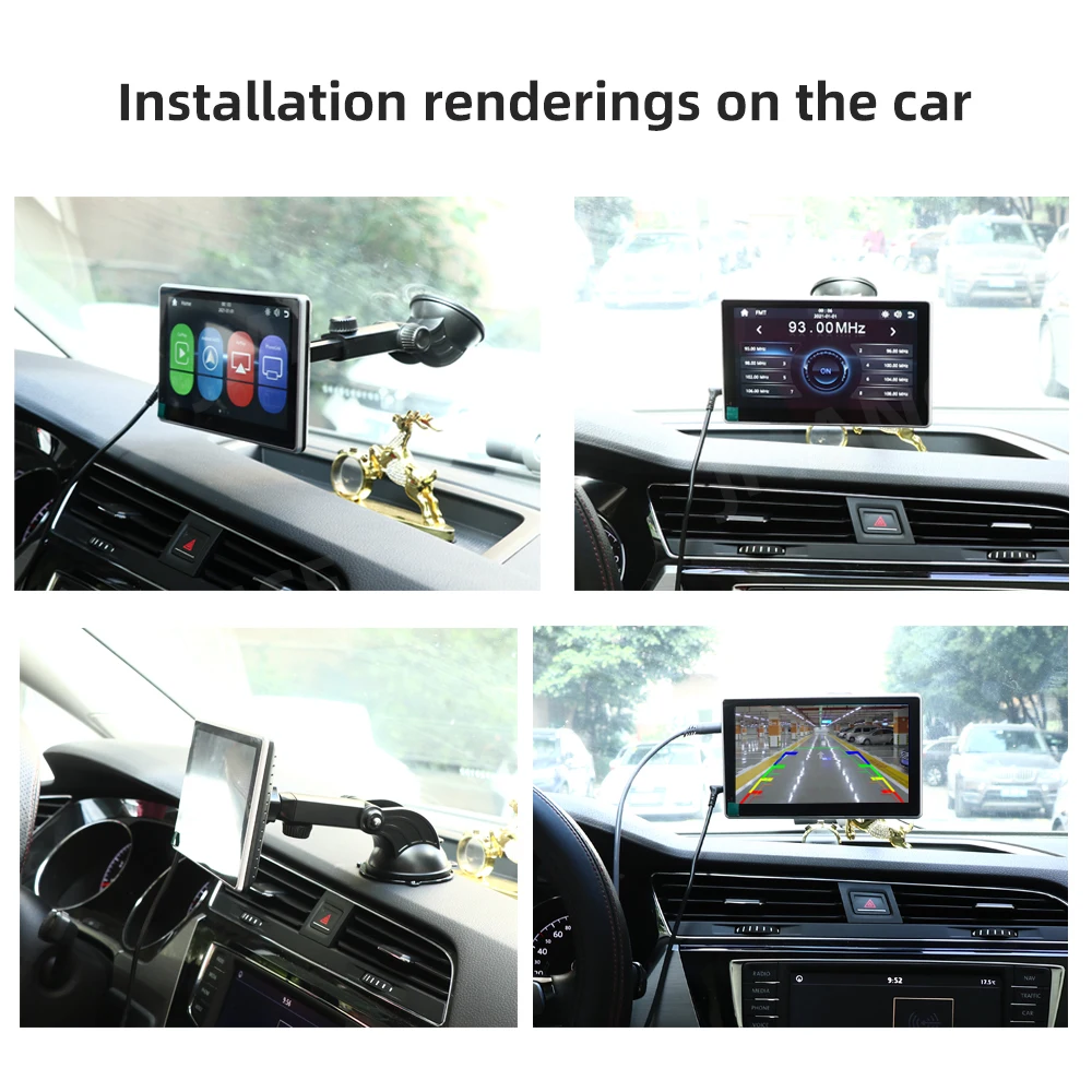 $85.61 7 Inch Touch Screen Portable Wireless Apple CarPlay Wireless Android Auto Multimedia Bluetooth Navigation HD1080 Stereo Linux