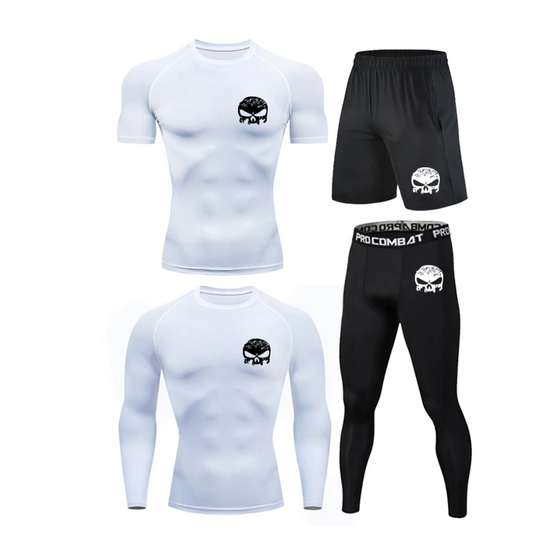 Новые Компрессионные Мужские спортивные костюмы Rashguard быстросохнущие комплекты