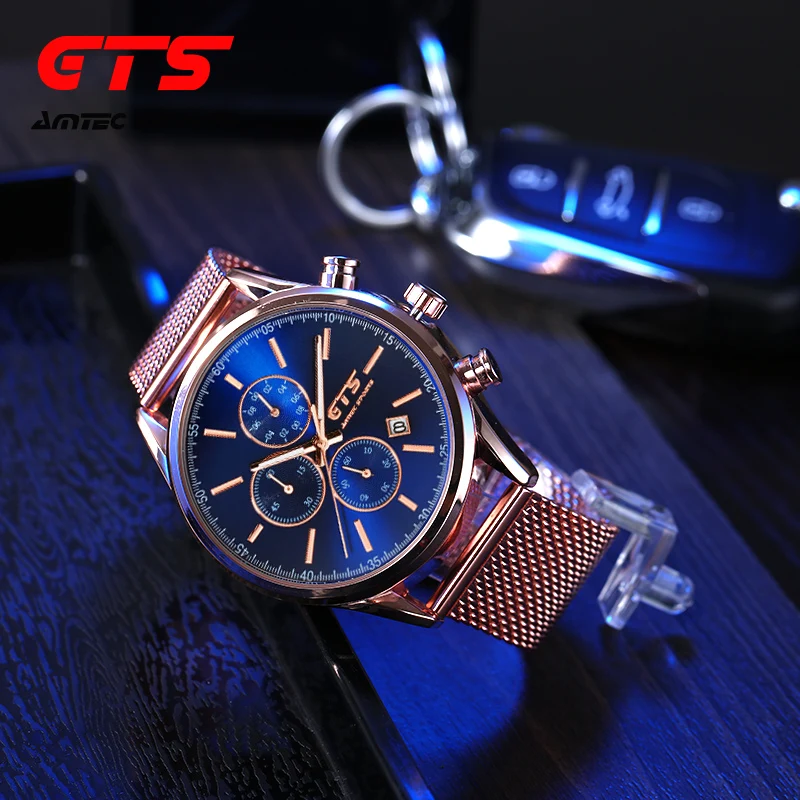 

Hot Selling GTS Sports Watch Waterproof Men's Suit Quartz Watch Stainless Steel Strap Business Calendar Seconds