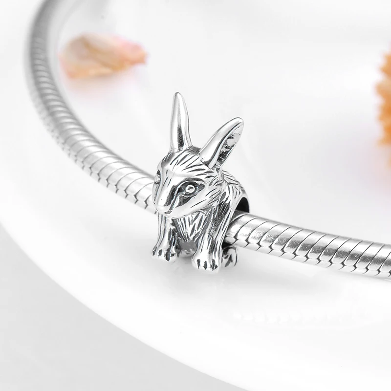 Аутентичные стерлингового серебра 925 яркие прекрасные Подвески Кролик Бусины