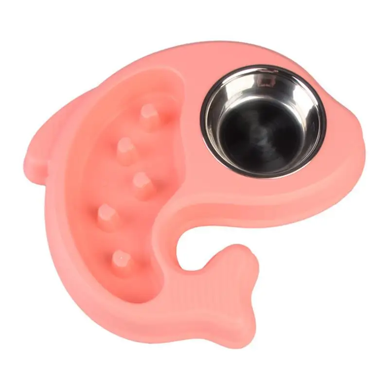 

Pet Bowl Fish Shape Anti Choking Stop Bloat Non Skid Pet Food Bowl Cat Bowl for Food Water