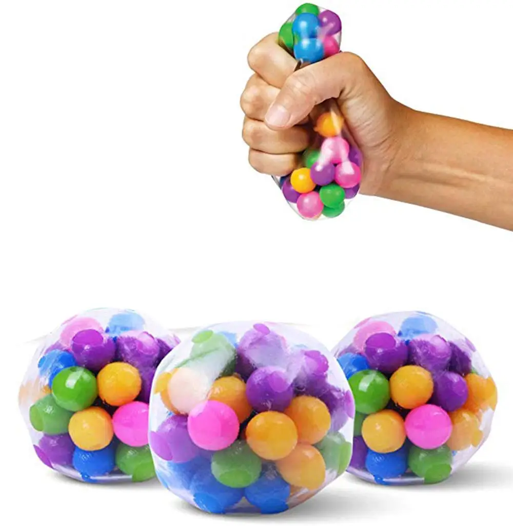 

3 Pcs Colorful Water Beads Squeeze Balls DNA Stress Balls Ease Sensory Fidget Toys for Anxiety Autism Kids and Adults