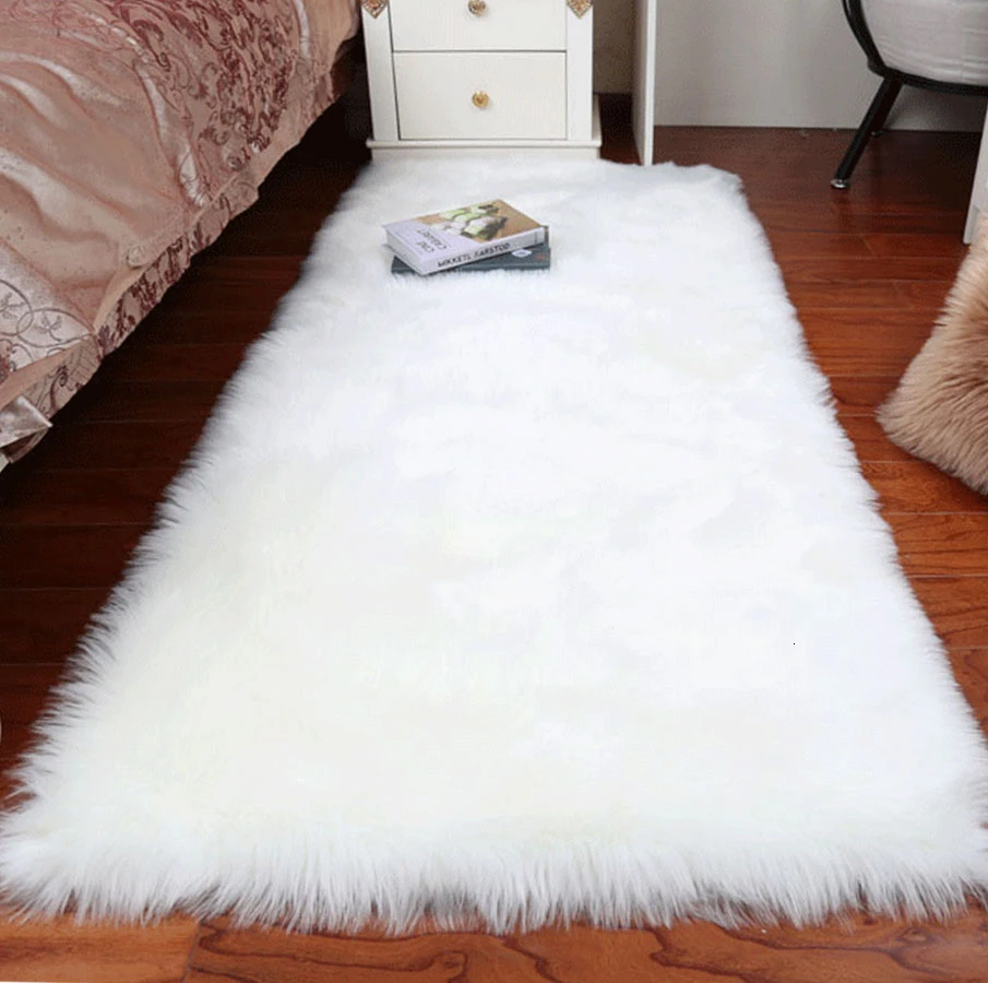 Сверхмягкие прямоугольные коврики из искусственной овчины прикроватные Коврики