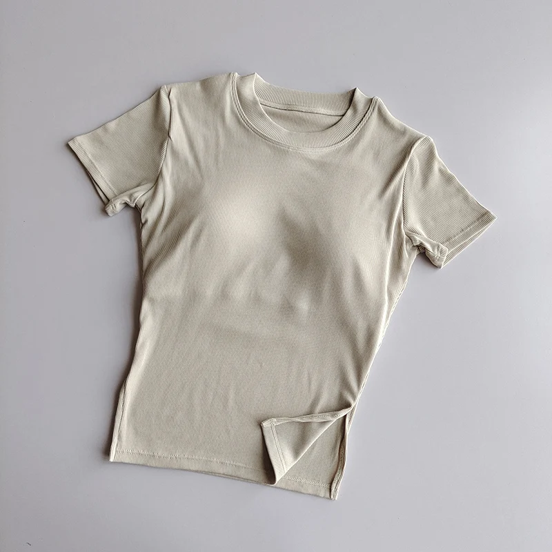 Women Yoga Shirts Padded Sports T-shirt Workout Shirts Running Gym Tops Short Sleeve Fitness Shirt Sport Top Sports Tee Female