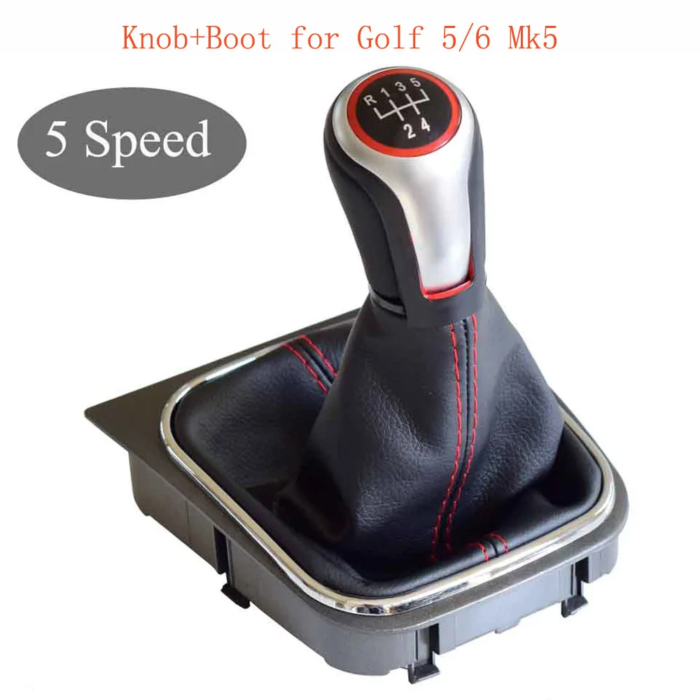 Ручка переключения передач для VW Volkswagen Golf 4 Mk4 для Golf 5/6 Mk5/6 Red Thread 5 speed и 6 рычаг переключения скорости кожаный ботинок
