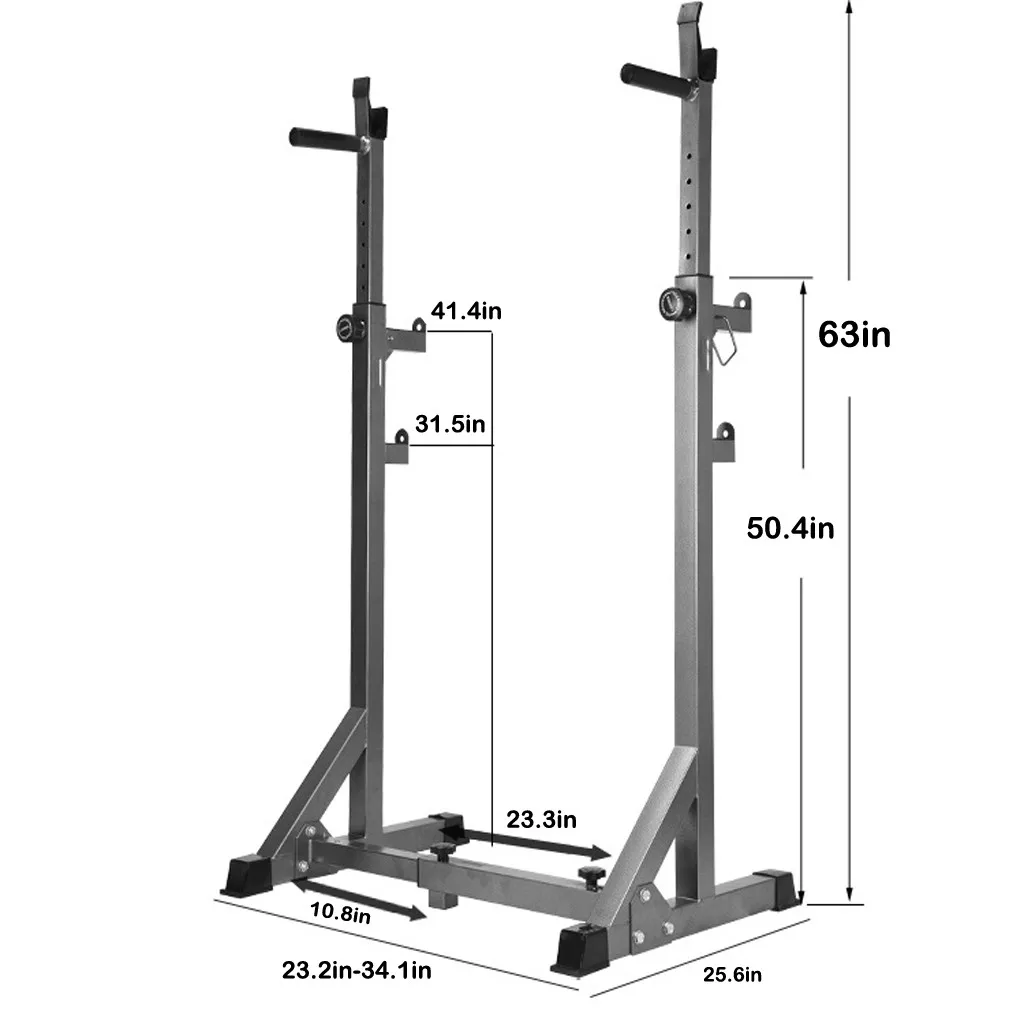 

Adjustable Barbell Rack Multifunctional Weight Lifting Bench Press Squat Rack Pull Up Bar Gym, Height Strength Training Fitness