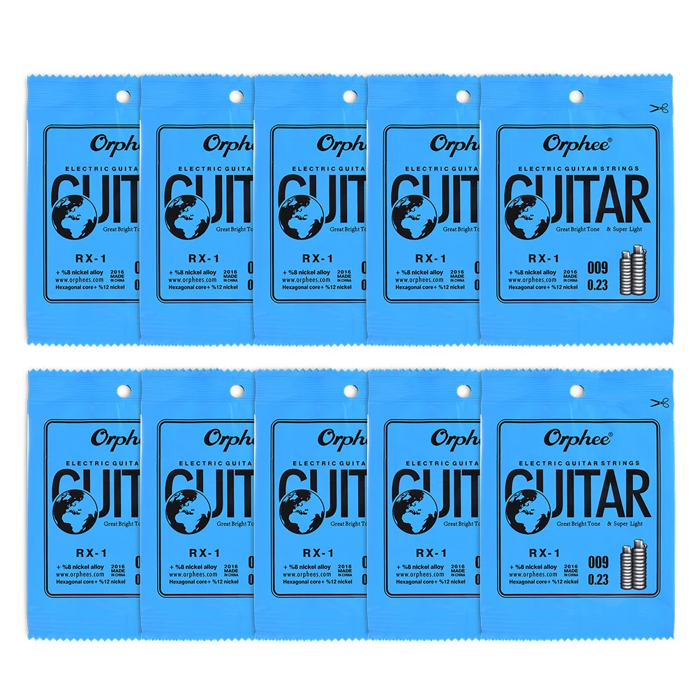Orphee RX-1 одиночные Сменные Струны для электрогитары 1st E-String(. 009) 10-Pack никелевого сплава супер напряжение света