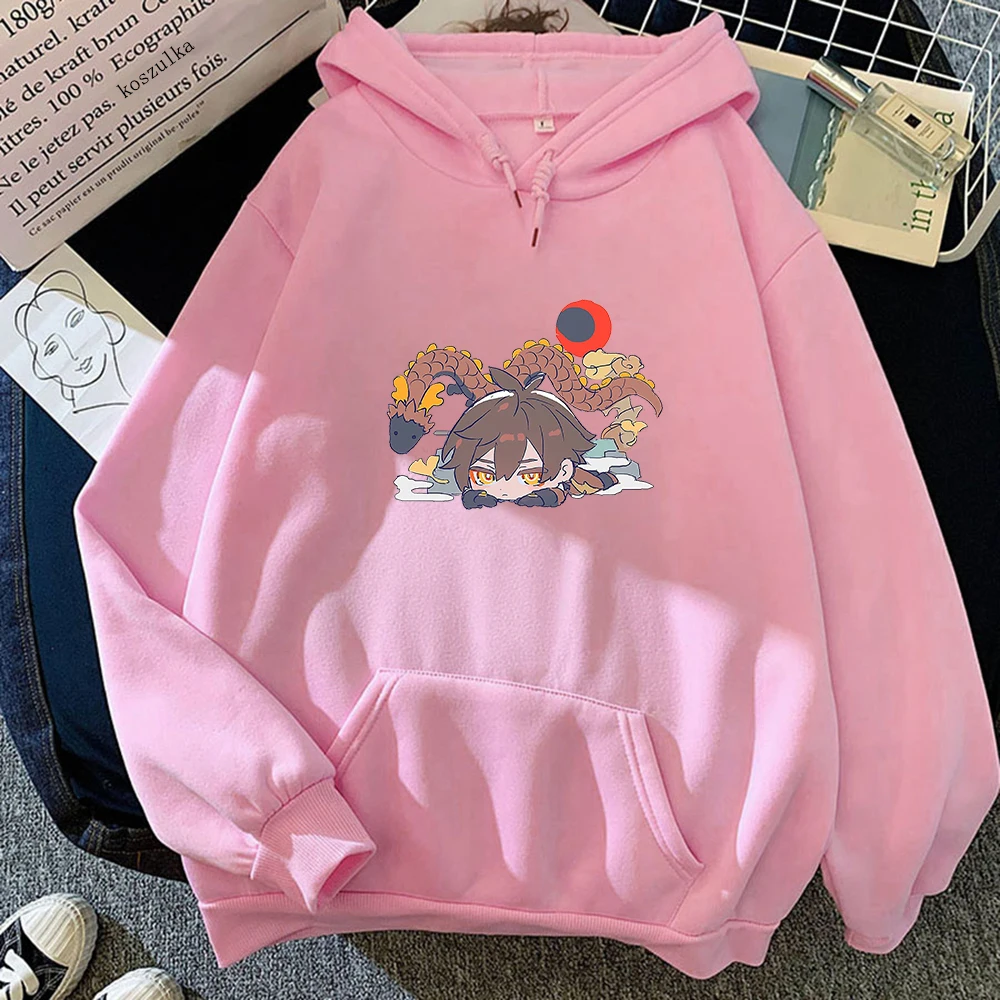 

Hot Anime Zhongli Hoodie Women Manga Harajuku hip hop Genshin impact Hoodies Women Fleece Sweatshirt Pullover Genshin Hoody