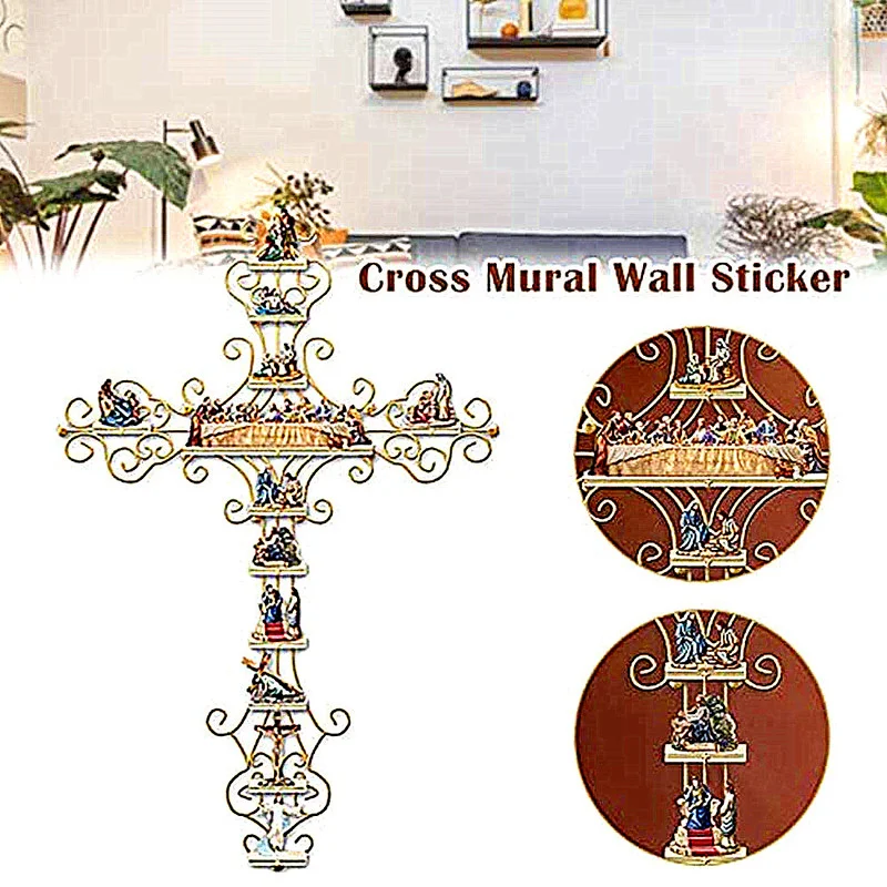 

Cross of Jesus Stickers The Life of Christ Collection Display Sticker Religious Bible Accessories PVC Glass Sticker Home Decor