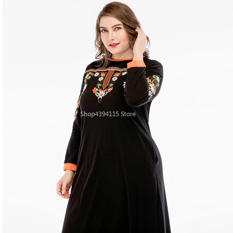 2019 мусульманских Абаи Для женщин с длинными рукавами в этническом стиле осеннее