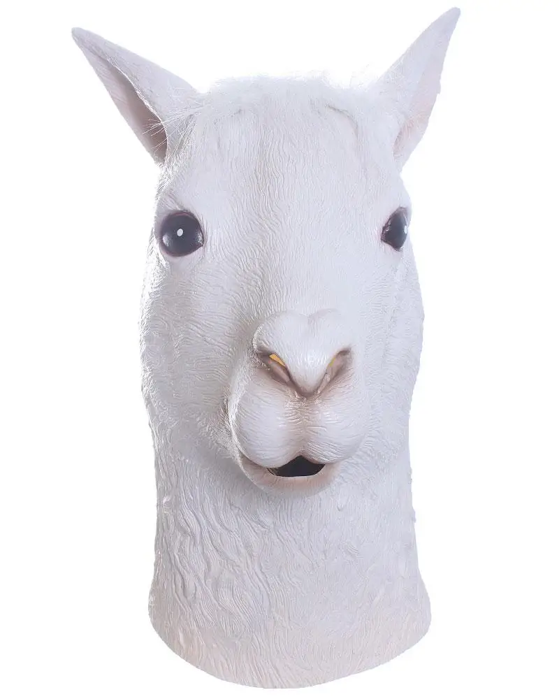 Alpaca Жуткая лошадь, Лев, осьминог, бегемот, резиновая маска животного, латекс, вечерние, панда, животное, маска для детей, вечерние, на Хэллоуин, маскарад, забавная маска - Цвет: Alpaca