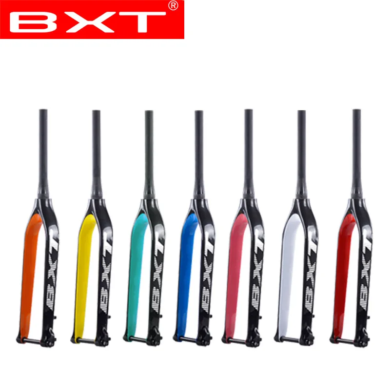 

2020 BXT Full Carbon mtb fork 29er Mountain Bikes fork for bicycle parts Tapered tube Thru Axle 15mm Disc Rigid Bicycle Fork