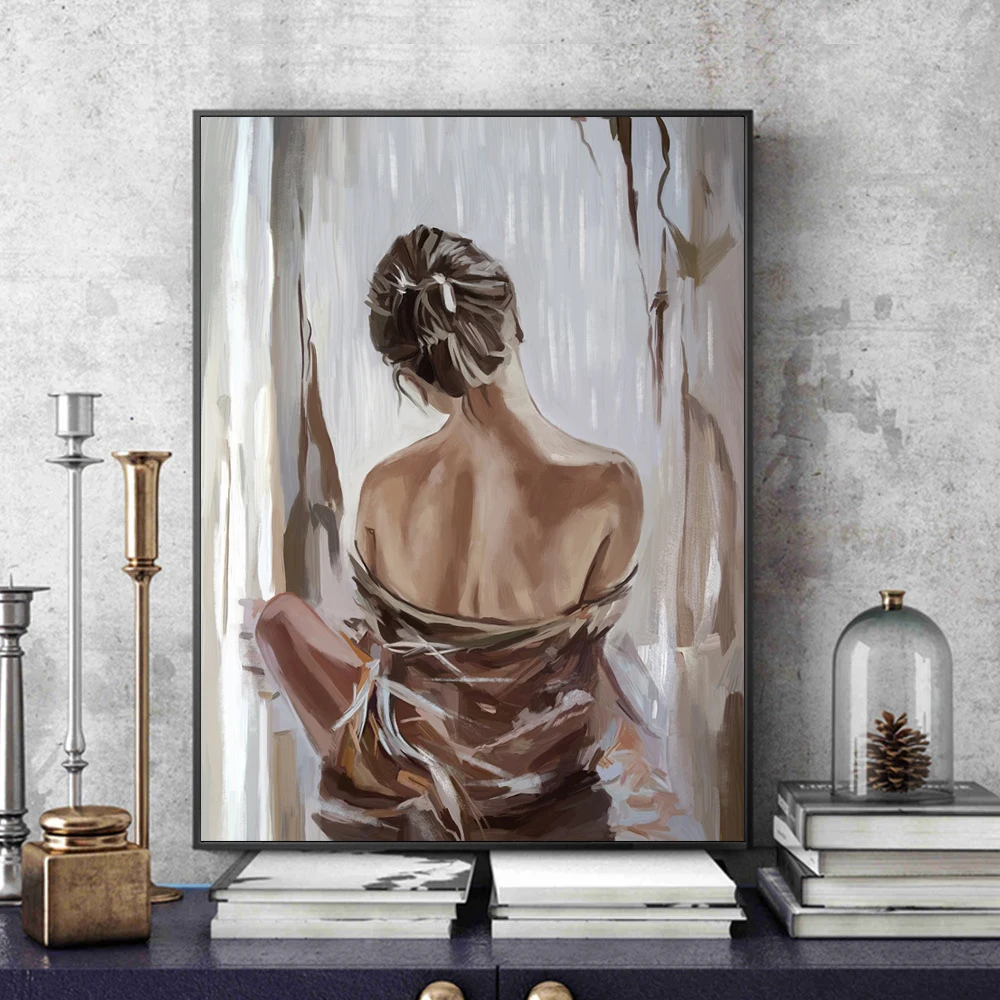 Абстрактная картина с изображением девушек на спине постеры и принты