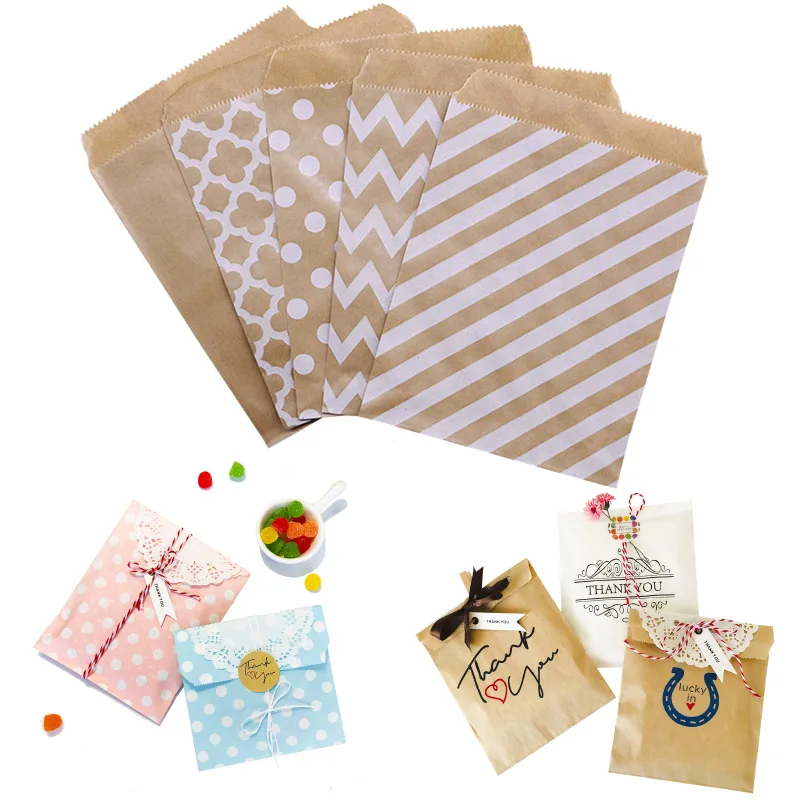 

25 pieces of kraft paper bag treat candy bag chevron polka dot bag wedding birthday new year party supplies christmas