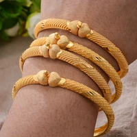 24k 4pcslot dubai india ethiopian gold color bangles for women girls party jewelry wedding wife heart banglesbracelet gifts