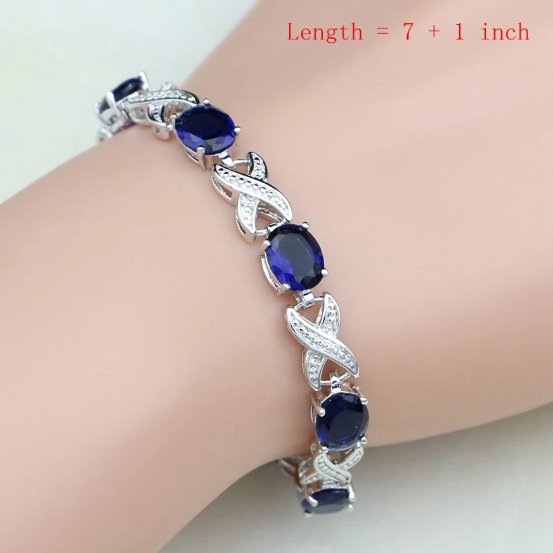 Peacock Silver 925 Jewelry Sets Blue Zircon White Stone For Women Party Earrings/Pendant/Rings/Bracelet/Necklace Set | Украшения и