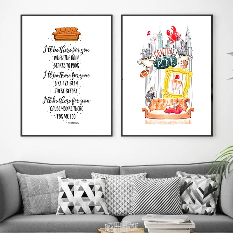 

Friends TV Show Poster Prints Central Perk Watercolor Art Canvas Painting Friend Sublimation Designs Picture Home Wall Art Decor
