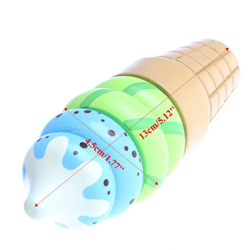 

Wooden Food Magnetic Pretend Play Connected Ice Cream Children Kid Gift Toy Game