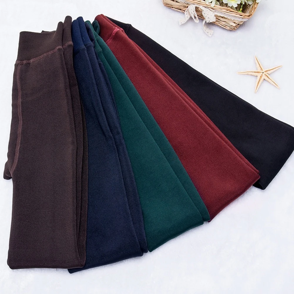 Женские утепленные леггинсы с высокой талией Зимние флисовые большого размера