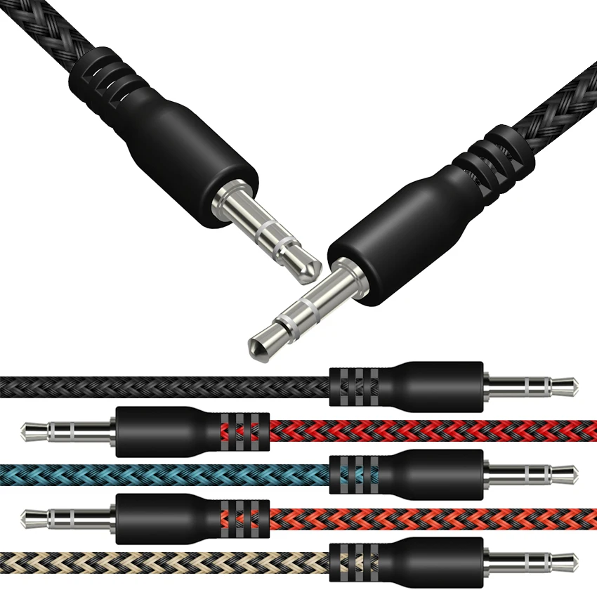 

Optional Universal Aux Cable Jack 3.5MM Braided Audio cable for IPhone MP3 / 4 Mobile Smart Phone 300pcs