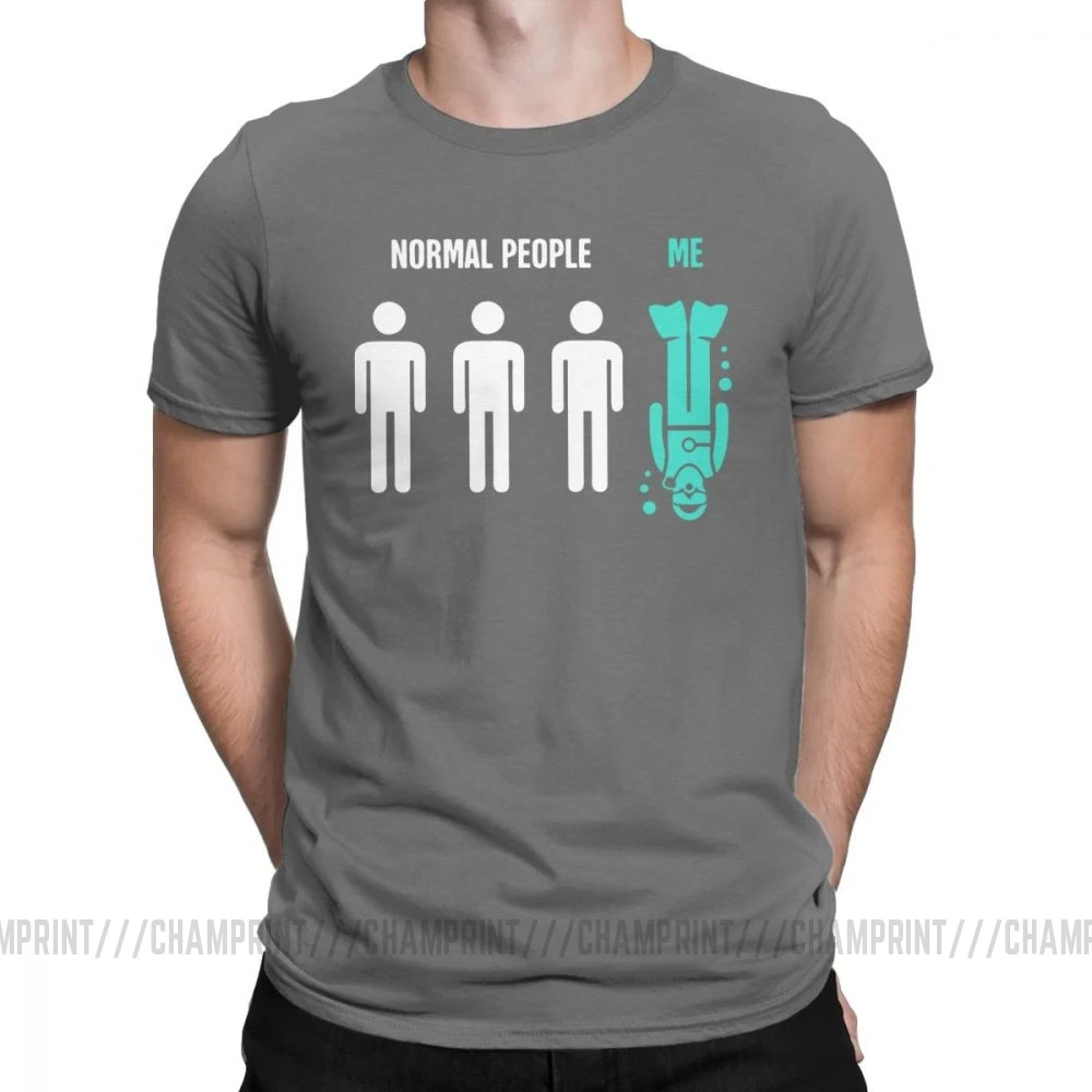 Мужские Забавные футболки для дайвинга с надписью Normal People Me, Спортивная футболка для дайвинга, дайвинга, подводного плавания, хлопковые топы, футболка с коротким рукавом - Цвет: Темно-серый