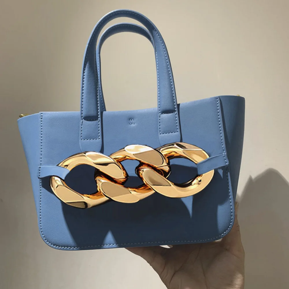 

Дизайнерская сумка-тоут с толстой цепочкой для женщин 2021 модная женская сумка дизайнерская сумка через плечо однотонная сумочка клатч