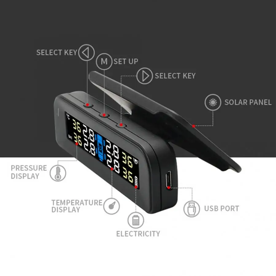 Умные автомобильные TPMS C 260 солнечная энергия цифровой ЖК дисплей системы