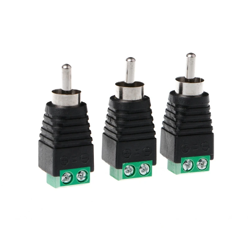 

3 Pcs RCA Male Plug to AV Terminal Connector Video AV Balun 2 Screw 32CC