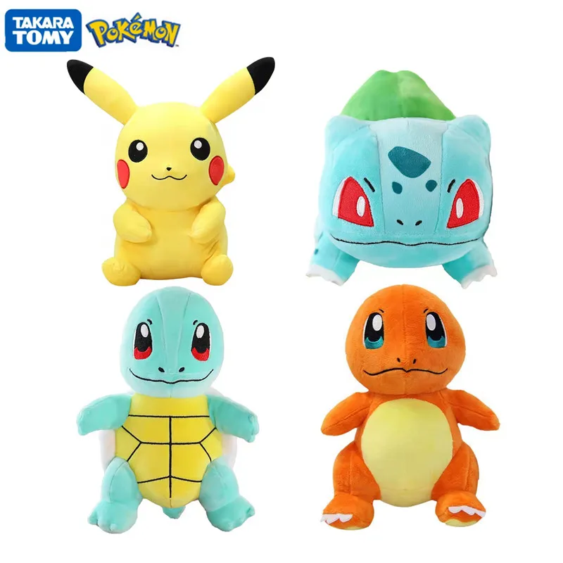 

4 Styles 21-25Cm Pokemon Plush Anime Figure Pikachu Squirtle Charmander Bulbasaur Pet Toy Model Children Birthday Gifts
