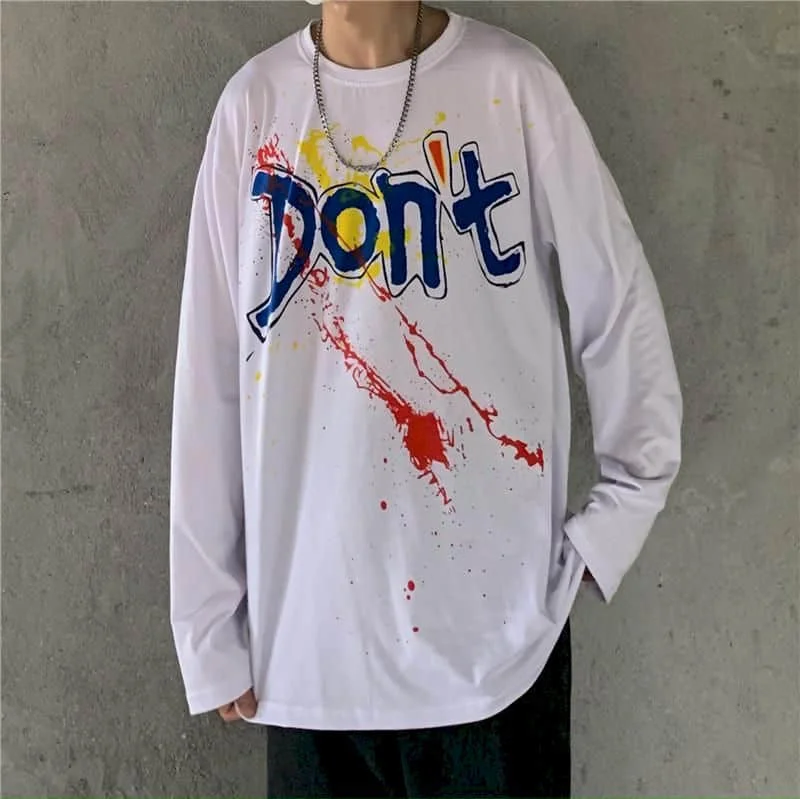 

Men's long-sleeved T-shirt plus size 2020 autumn new letter printing trend shirt Korean student loose casual bottoming shirt