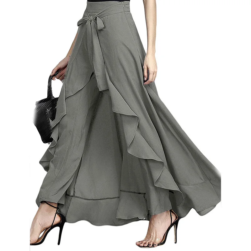 Женское богемное Плиссированное длинные штаны брюки с широкими штанинами