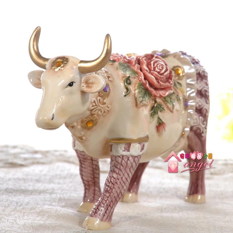 Роза керамическая креативная корова бык домашний декор ремесла украшение для