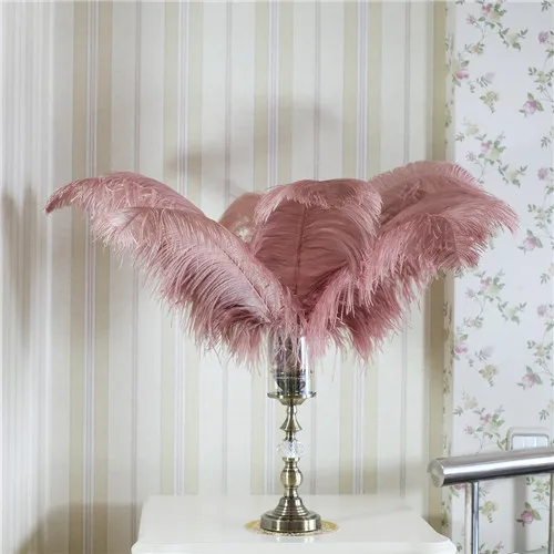 55-60cm dusty pink Модные новые цветные пушистые перья страуса 45-60 см, Большие Перья для свадебной вечеринки, украшения для дома - Цвет: 55-60cm dusty pink