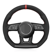 car steering wheel cover diy non slip black genuine leather suede for audi a3 8v a4 b9 avant a5 f5 a1 8x sportback q2