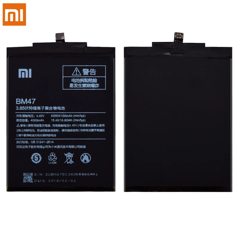 Аккумулятор для телефона BM47 для Xiaomi Redmi 3 3S 3X 4X аккумулятор 4100 мАч Сменные Аккумуляторы