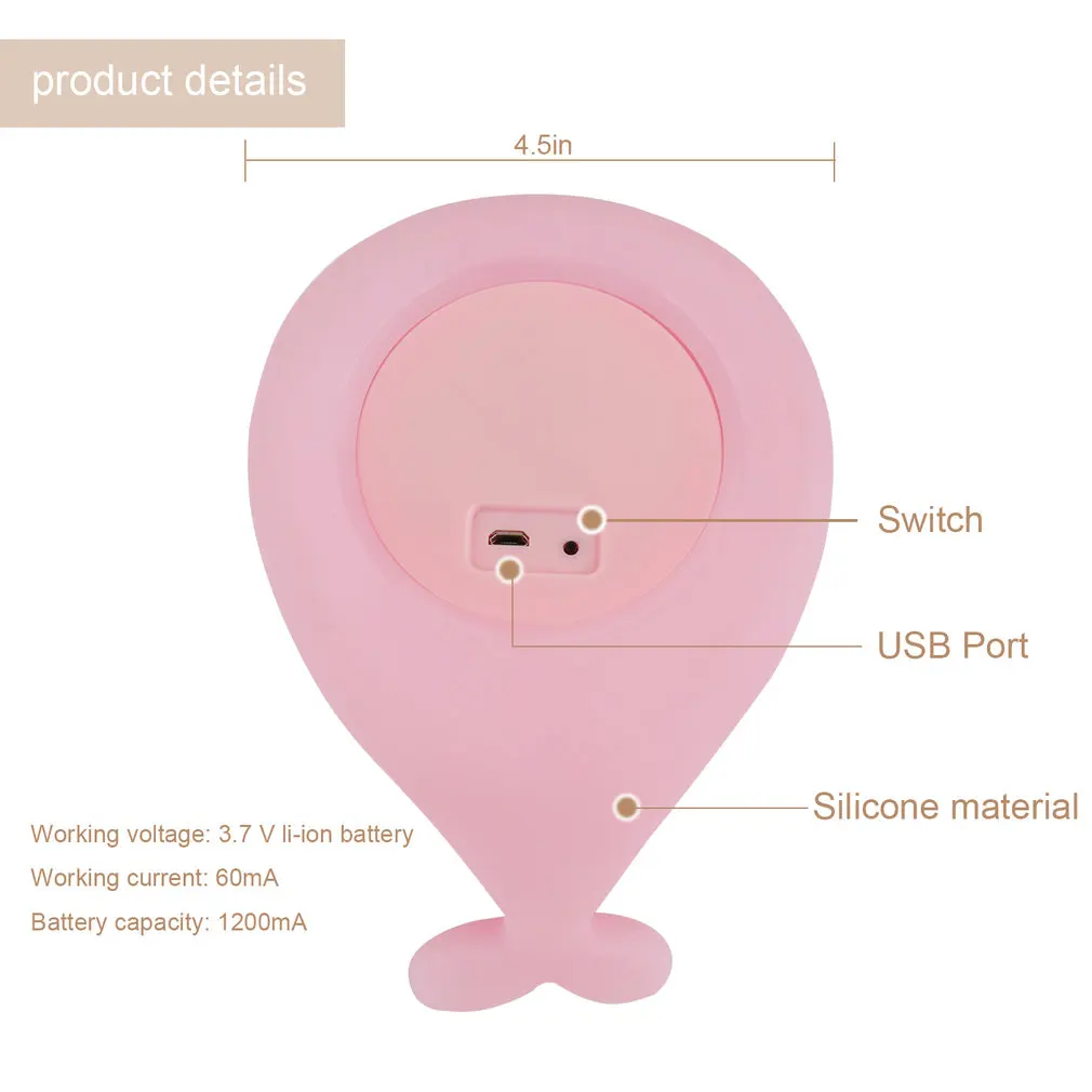 

Cute Soft Silicone Dolphin Led Baby Children Clap Night Light Changeable Colors Usb Rechargeable Sensitive Tap Control Home Care