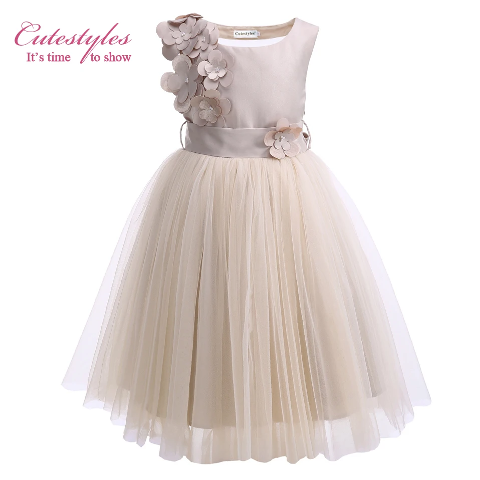 Милое Свадебное платье для девочек вечернее без рукавов с цветами детская одежда