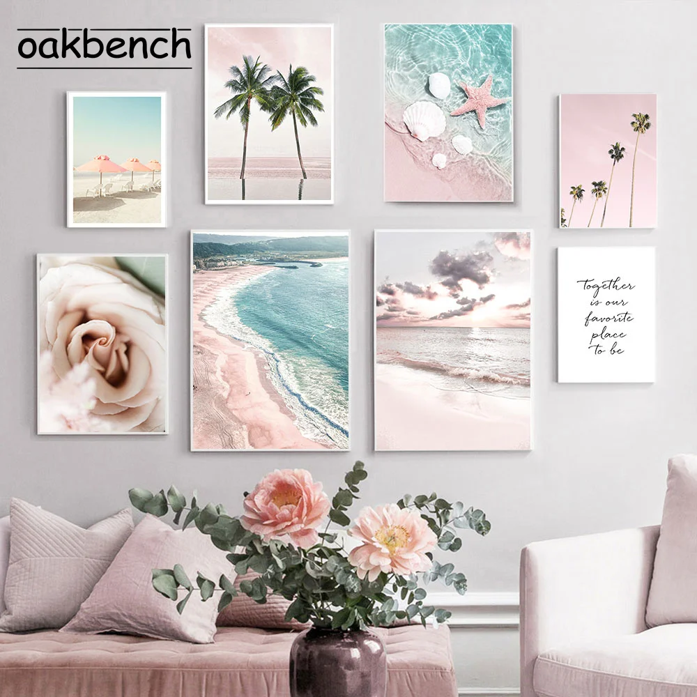 

Starfish Coconut Tree Canvas Painting Sea Beach Wall Print Sky Quote Art Posters Flower Wall Pictures For Living Room Home Decor