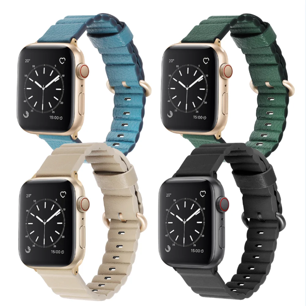 Регулируемый ремешок для часов apple watch 5 4 из натуральной кожи 44 мм 42 40 38 серия 1 2 3